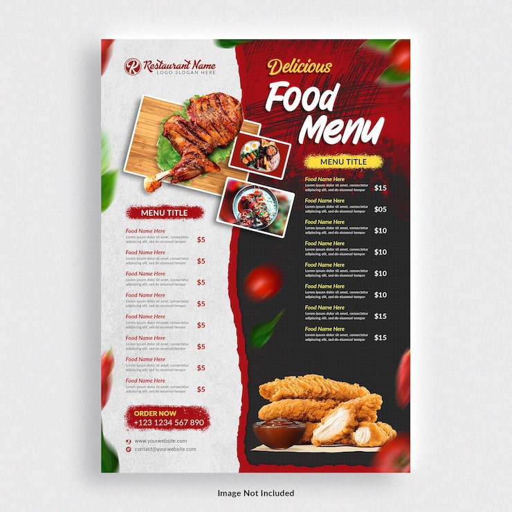 PSD plantilla de diseño de menú de comida de restaurantes