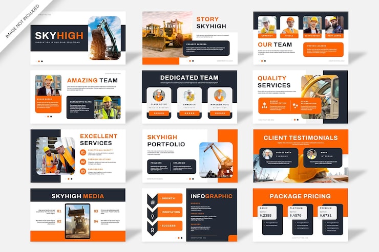 PSD plantilla de diseño de presentación de la construcción de skyhigh
