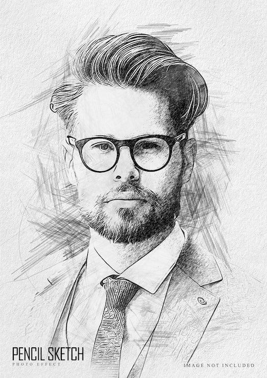 PSD plantilla de efecto fotográfico de boceto de retrato