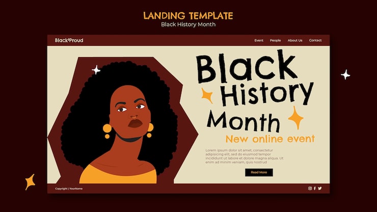 PSD plantilla de mes de historia negra de diseño plano