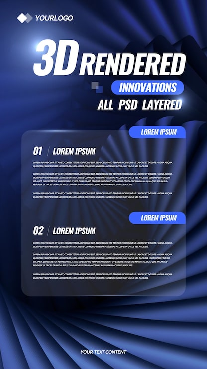 PSD plantilla vertical de póster tecnológico abstracto renderizado en 3d
