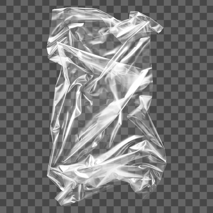 PSD png lembaran plastik transparan yang kusut