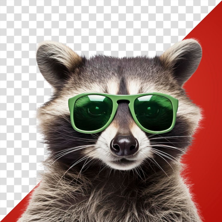 PSD png lustige waschbären sonnenbrille tier säugetier