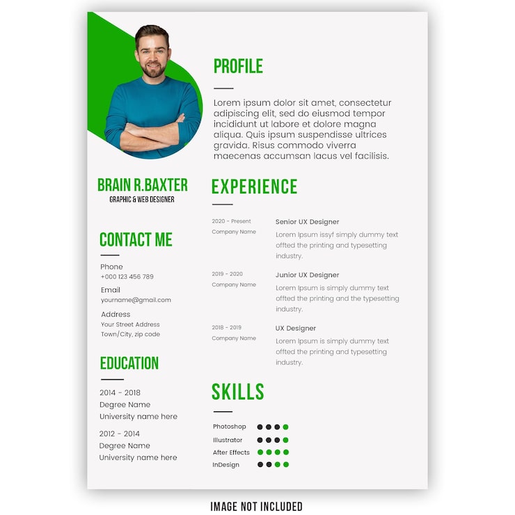 PSD portafolio de currículum limpio y moderno o plantilla de cv