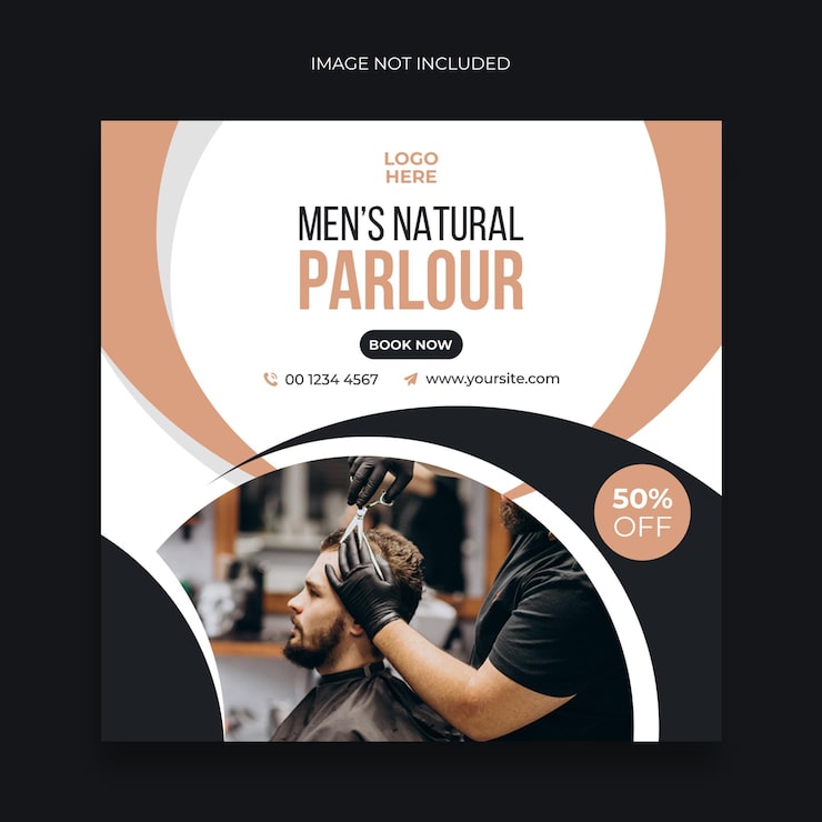 PSD post de mídia social de barbearia e modelo de banner da web de promoção