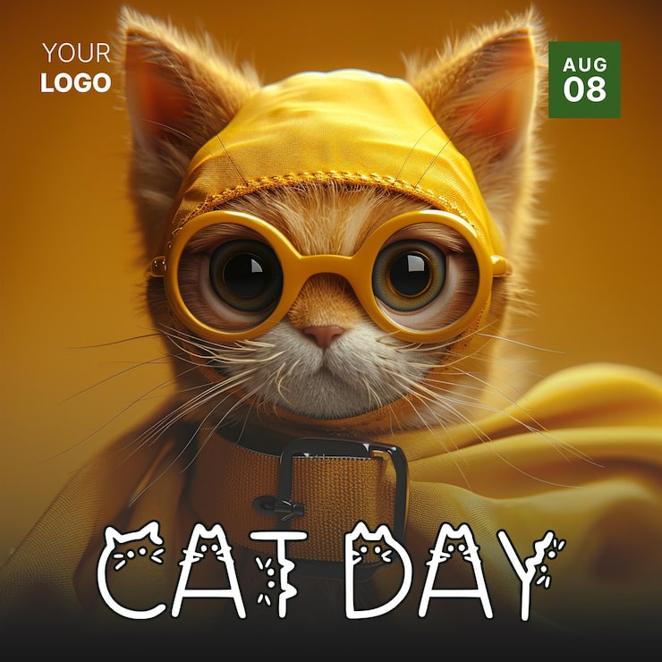 PSD poster per i social media della giornata internazionale del gatto