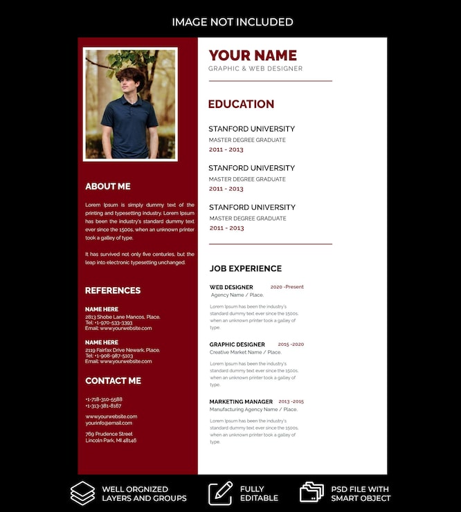 PSD profesional neat amp clean elegant cv currículum fácilmente editable