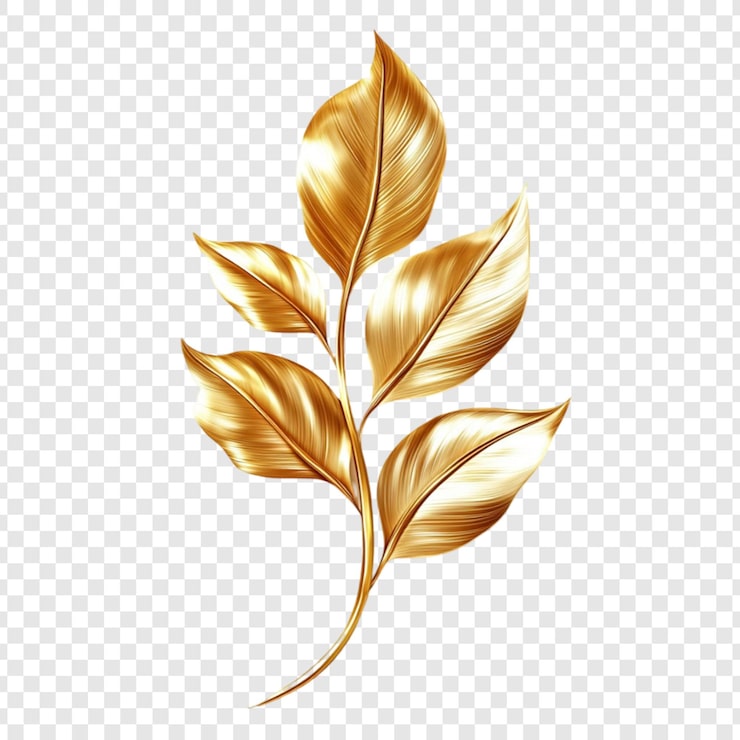 PSD ramo dourado folhas natureza elegante design ouro de luxo