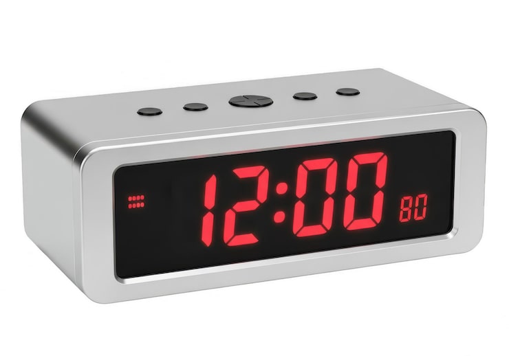 PSD reloj digital moderno mostrando la hora con dígitos rojos