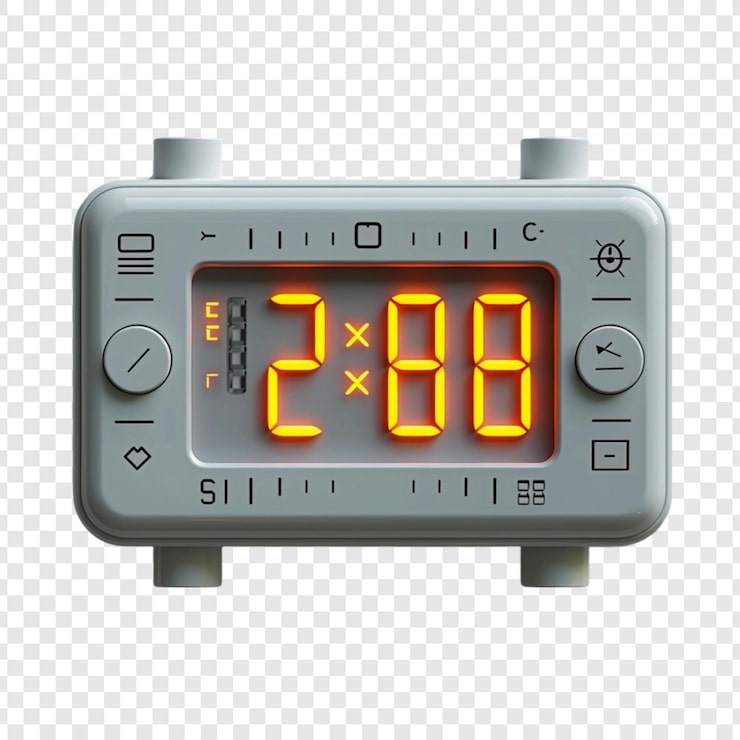 PSD reloj eléctrico digital aislado sobre un fondo transparente
