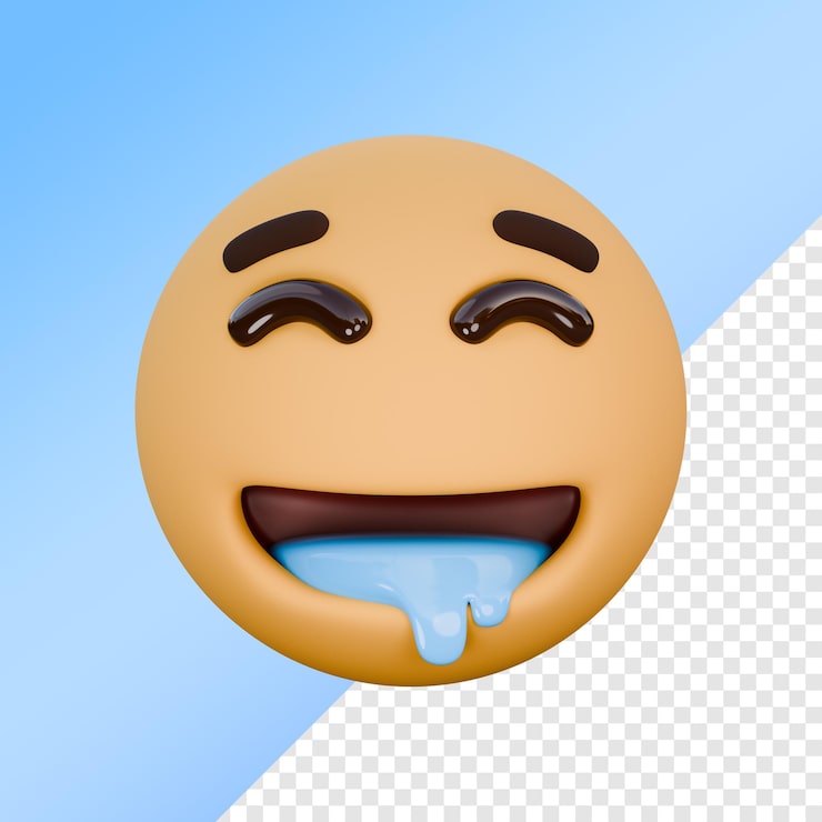 PSD render 3d de emoji de rosto babando