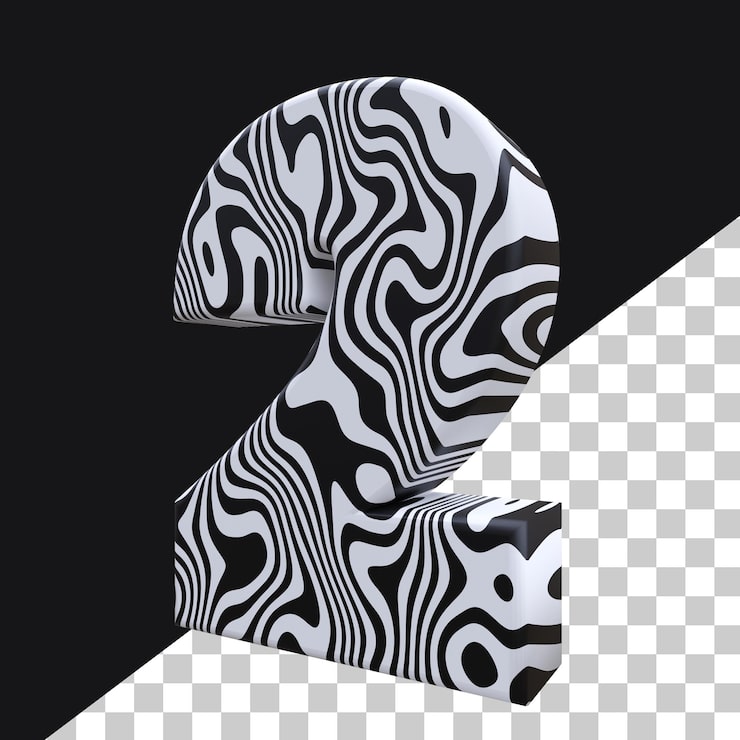 PSD render 3d número 2 psd premium