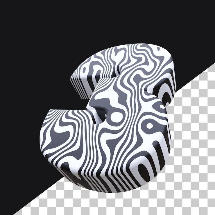 PSD render 3d número 3 psd premium