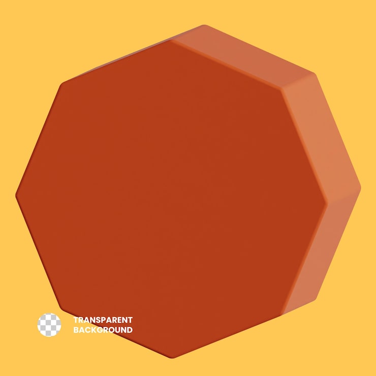 PSD renderizado de forma de hexágono naranja 3d