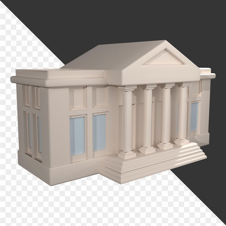 PSD representación 3d de un edificio arquitectónico clásico