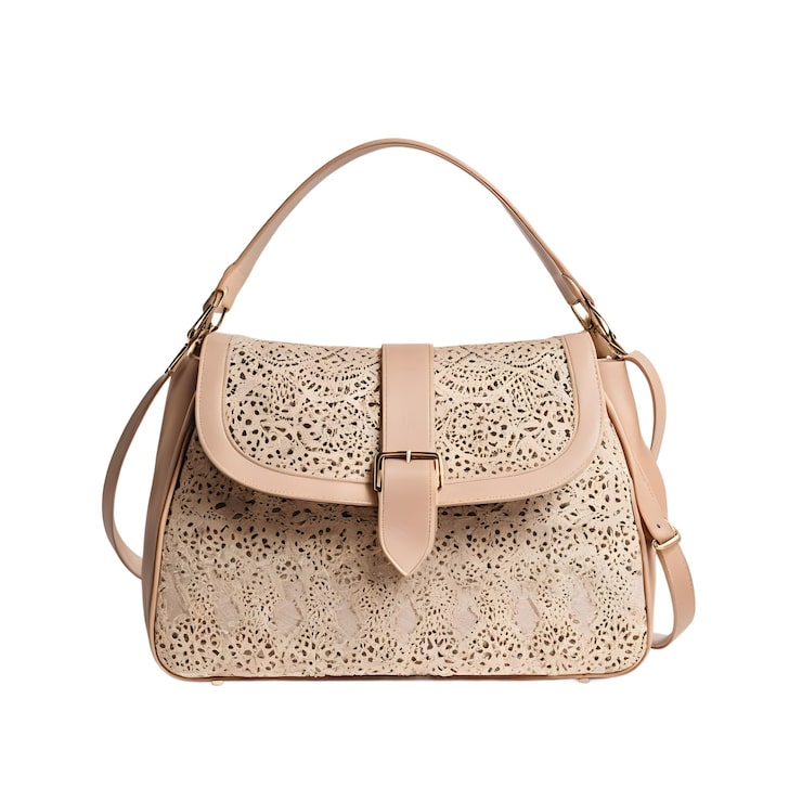 PSD sac en cuir découpé au laser beige