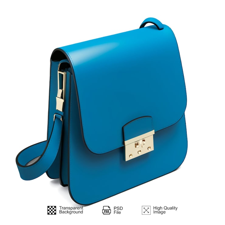 PSD sac à main bleu avec fond transparent