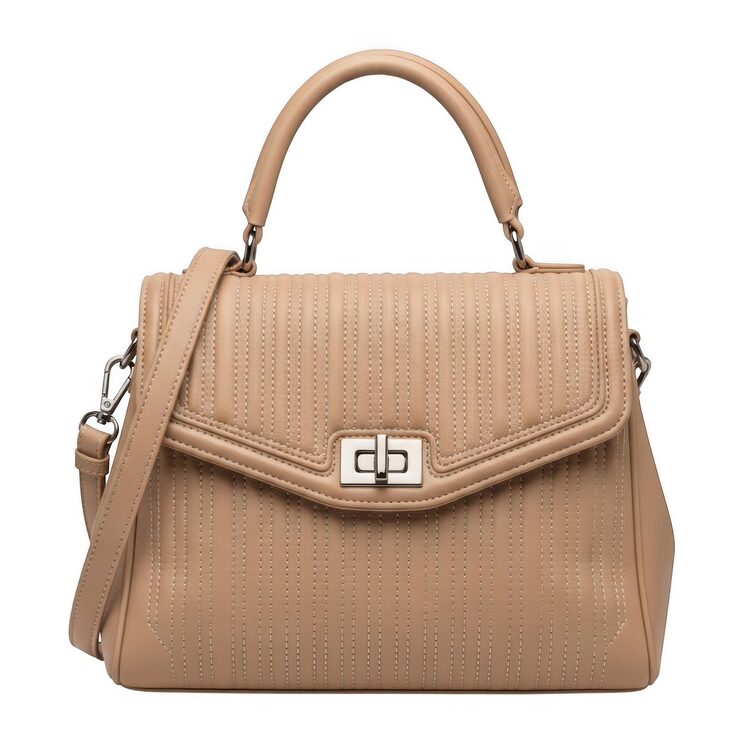 PSD sac à main avec fermoir doré isolé sur fond transparent