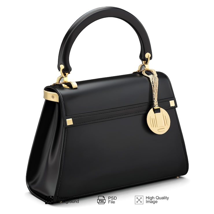 PSD un sac noir à fond transparent