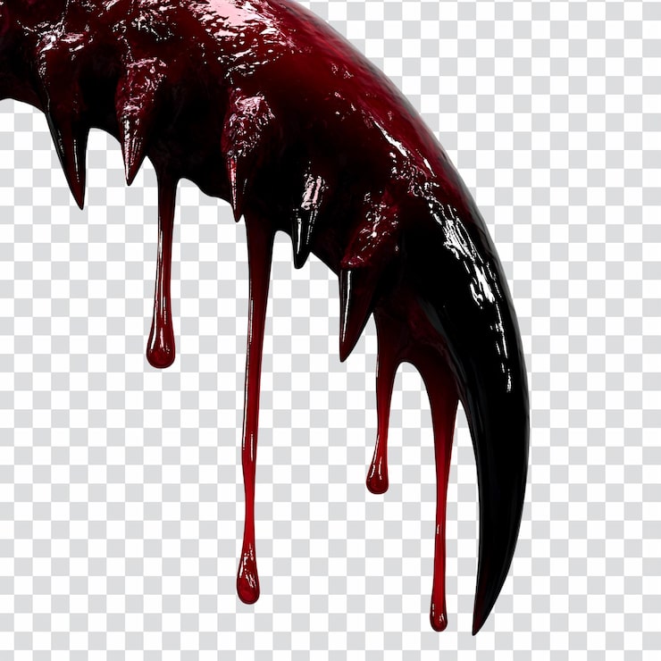 PSD la sangre gotea de las garras puntiagudas