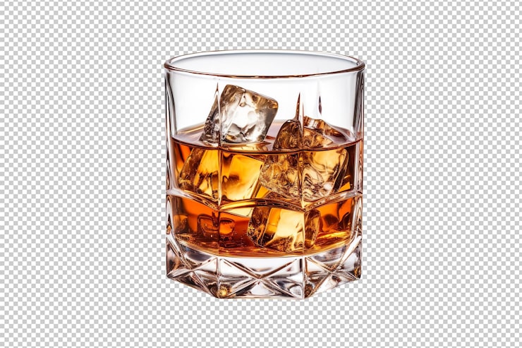 PSD scotch-whiskey auf durchsichtigem hintergrund