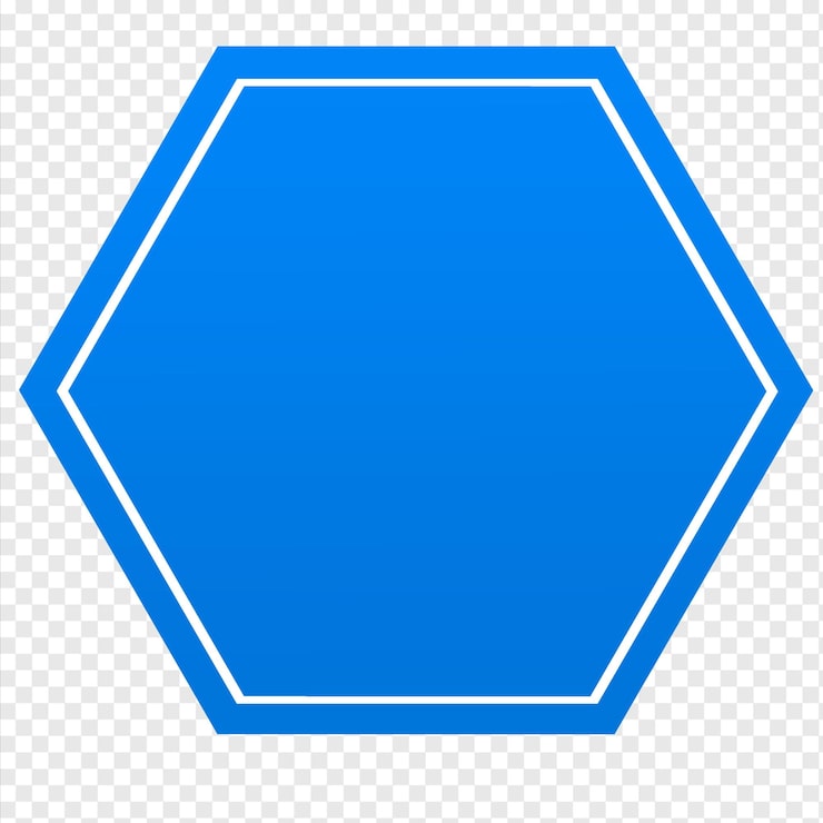PSD señal de advertencia de hexágono azul elemento transparente en blanco