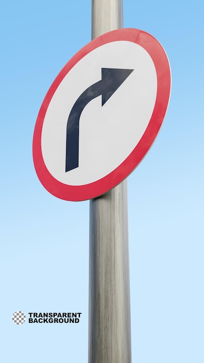 PSD señal de giro a la derecha renderizado en 3d