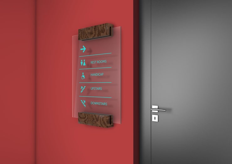 PSD señalización direccional en la pared