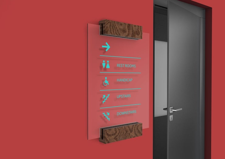 PSD señalización direccional en la pared
