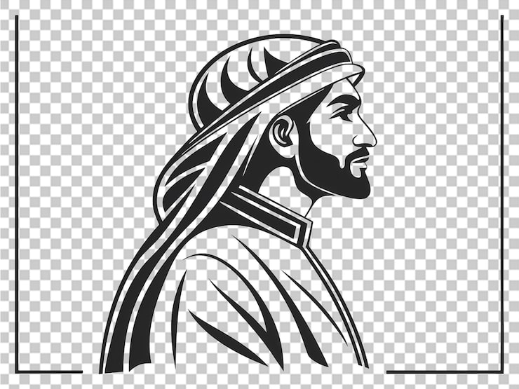 PSD silhouette d'homme arabe en tenue traditionnelle