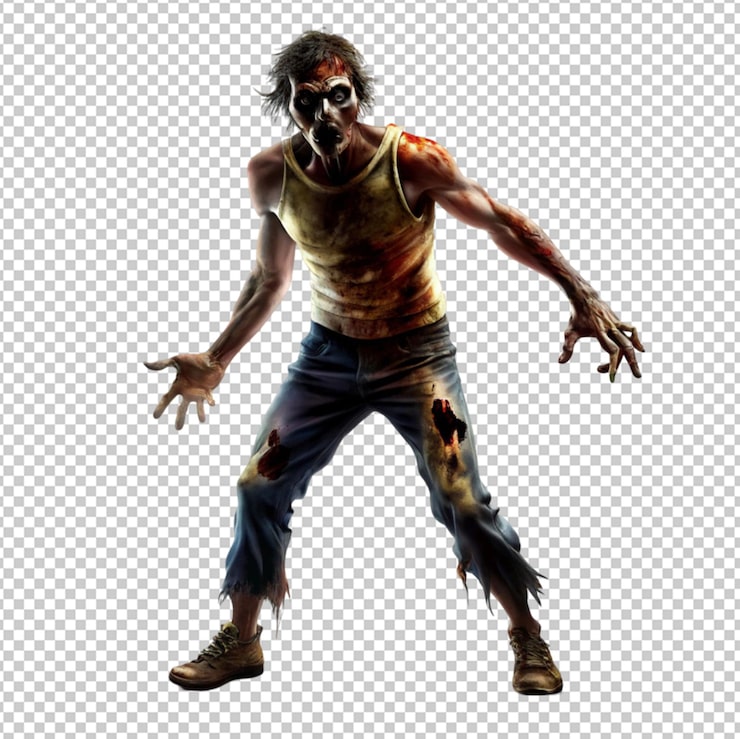 PSD silhueta de personagem zombie assustador