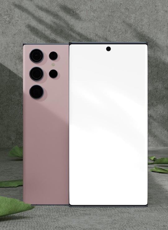 PSD smartphone samsung rose avec caméra et écran