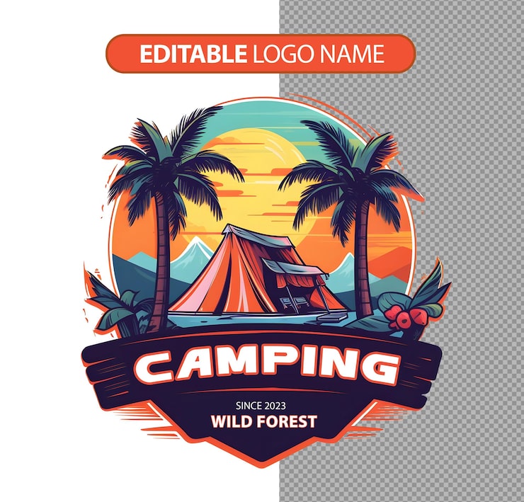 PSD sommercamping-logo isoliert auf dem hintergrund