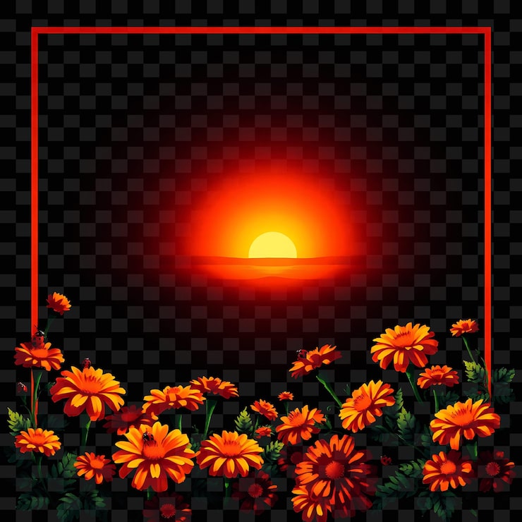 PSD sopra i fiori e il sole