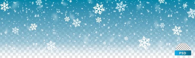 PSD starker schneesturm-overlay mit dichten fallenden schneeflocken und bokeh-effekt auf transparentem hintergrund