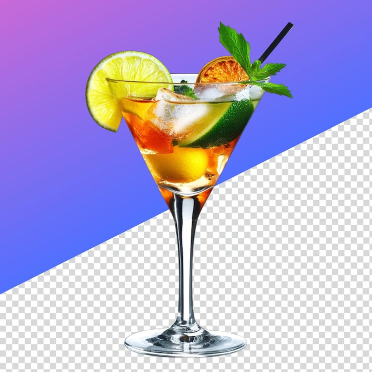PSD stylish cocktail glass imagen png para bebidas y diseños de fiestas