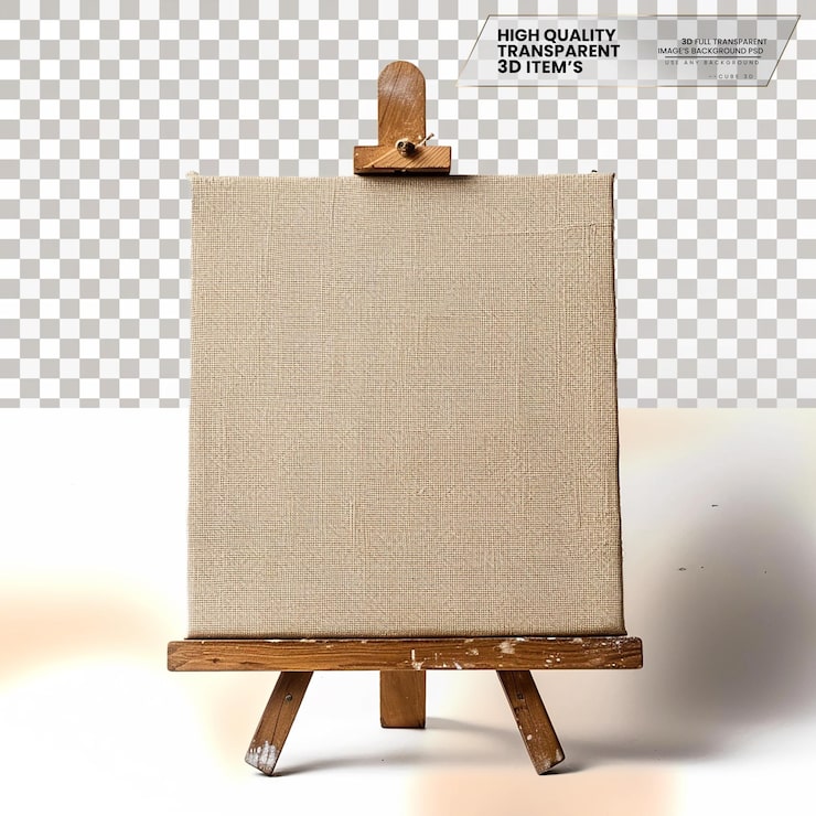 PSD tabla de lienzo tabla cubierta de lienzo utilizada para pintar sobre un fondo transparente