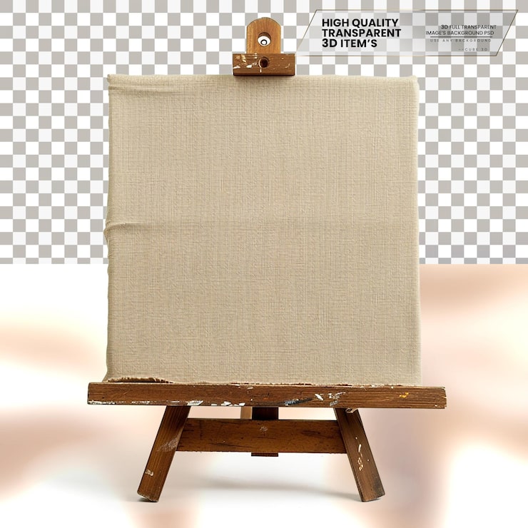 PSD tabla de lienzo tabla cubierta de lienzo utilizada para pintar sobre un fondo transparente