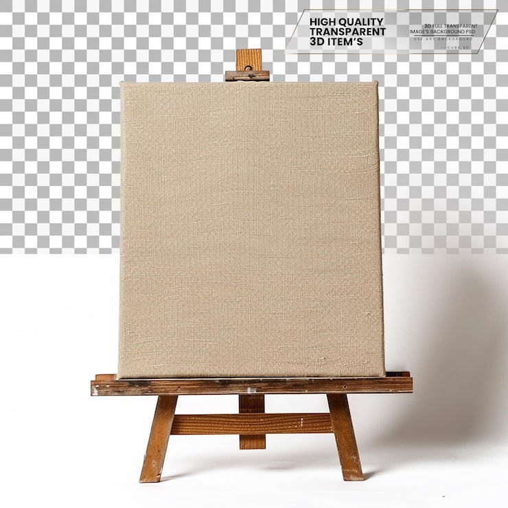 PSD tabla de lienzo tabla cubierta de lienzo utilizada para pintar sobre un fondo transparente