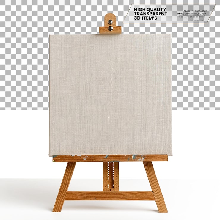 PSD tabla de lienzo tabla cubierta de lienzo utilizada para pintar sobre un fondo transparente