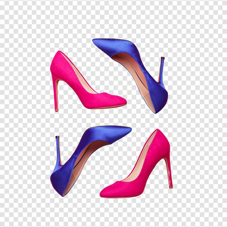 PSD tacones altos vibrantes en rosa y azul para moda y estilo