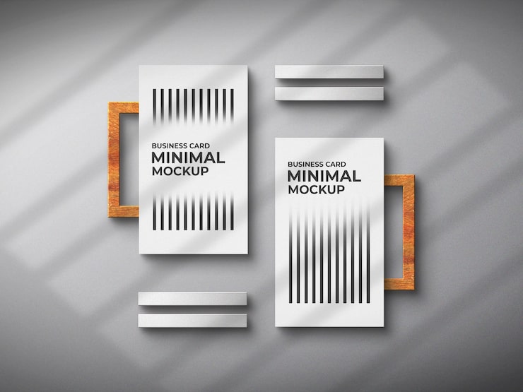 PSD tampilan atas mockup logo kartu nama minimalis di permukaan putih