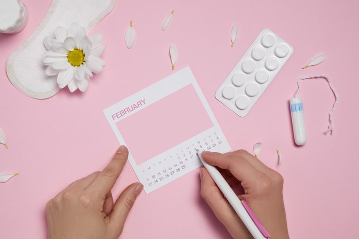 PSD tampones sanitarios menstruales, compresas y flor roja