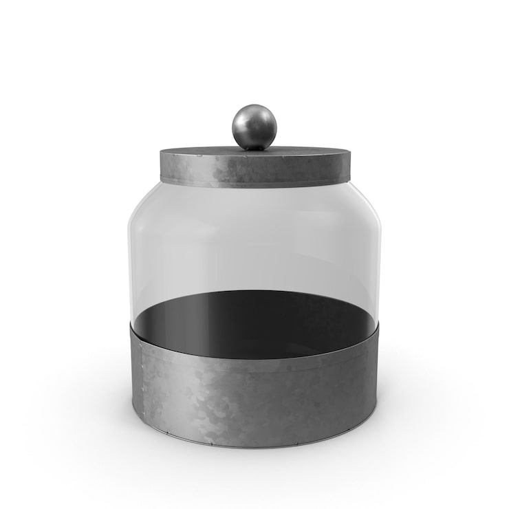 PSD tarro de cristal vacío con base y tapa de metal
