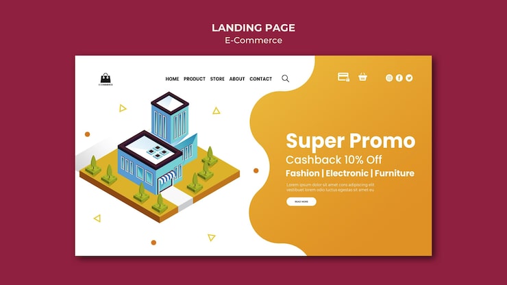 PSD templat halaman arahan e-commerce