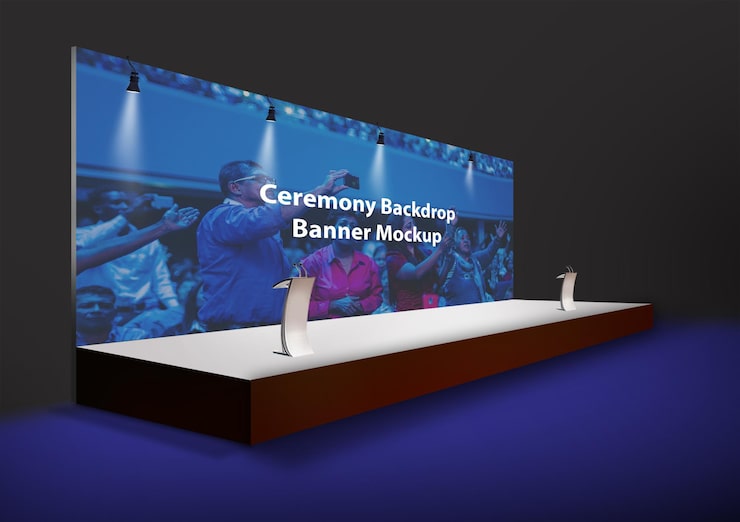 PSD templo de fondo de la ceremonia y maquillaje de la bandera