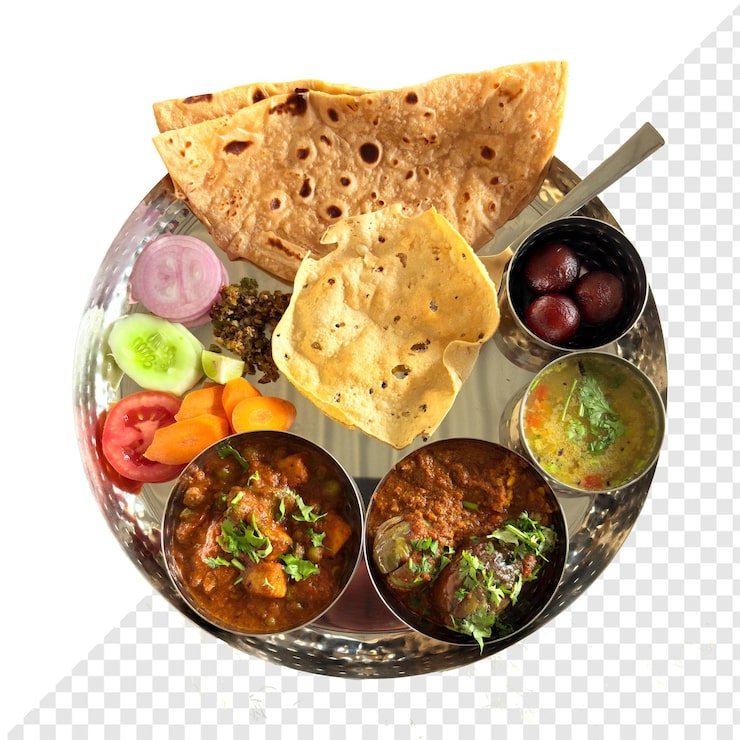 PSD thali vegetariano indiano.