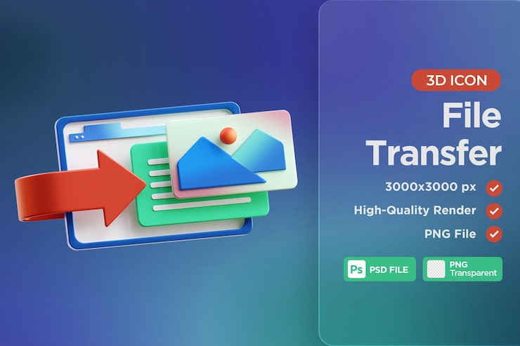 PSD transferir el archivo ilustración de icono 3d