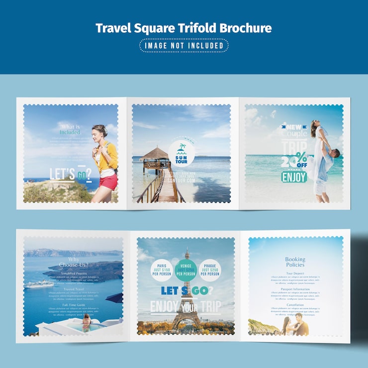 PSD travel square trifold-broschüre