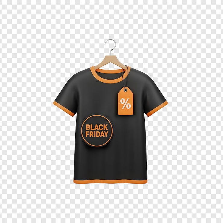 PSD tričko z výprodeje black friday se slevovou visačkou na ramínku.